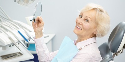 Senior woman in dentist’s office